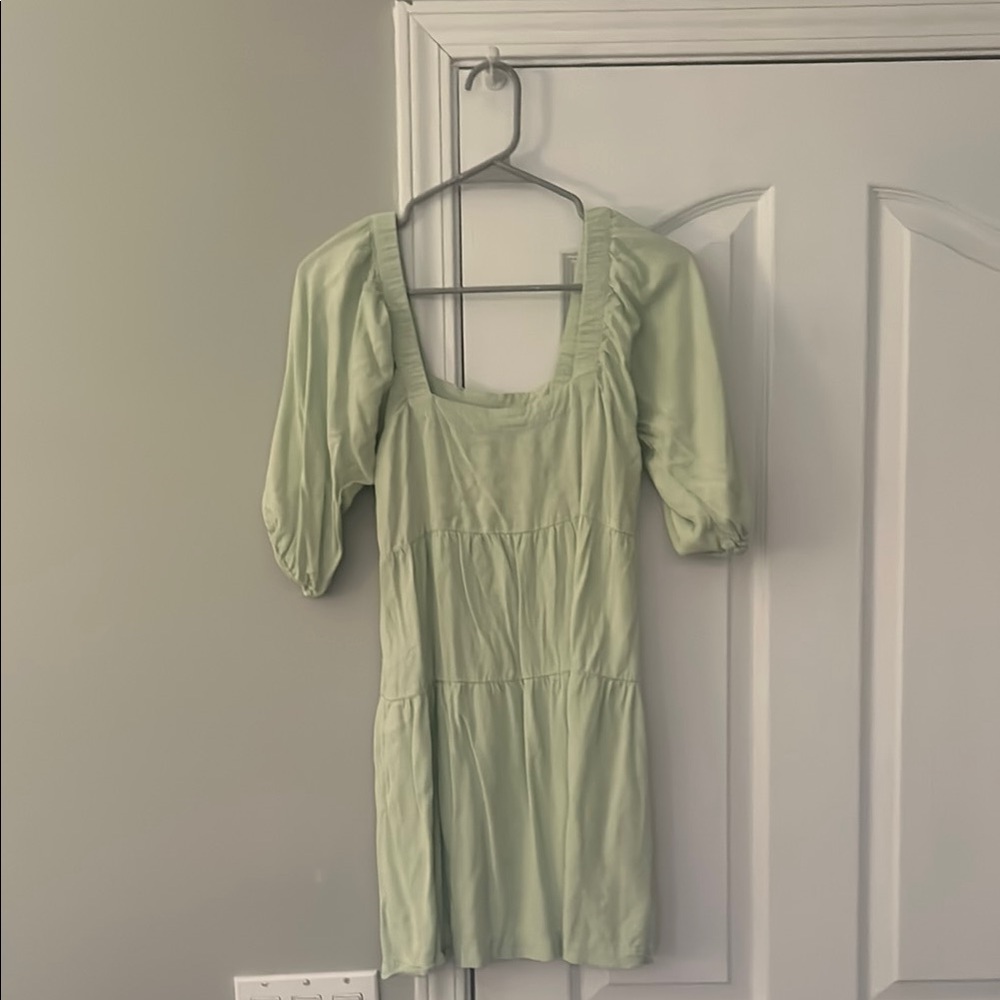 Shinestar Green Puff Sleeve Mini Dress